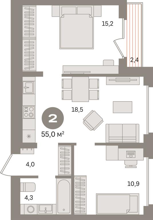 2-BD Apartment Sale, 55平方米 at Pervy kvartal, Kalinovaya ulitsa, derevnya Sapronovo, Leninskiy City District, Moscow Region, Russia #1 2-BD Apartment Sale, 55平方米 at Pervy kvartal, Kalinovaya ulitsa, derevnya Sapronovo, Leninskiy City District, Moscow Region, Russia #1