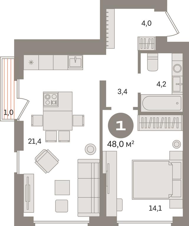 1-BD Apartment Sale, 48平方米 at Pervy kvartal, Kalinovaya ulitsa, derevnya Sapronovo, Leninskiy City District, Moscow Region, Russia #1 1-BD Apartment Sale, 48平方米 at Pervy kvartal, Kalinovaya ulitsa, derevnya Sapronovo, Leninskiy City District, Moscow Region, Russia #1