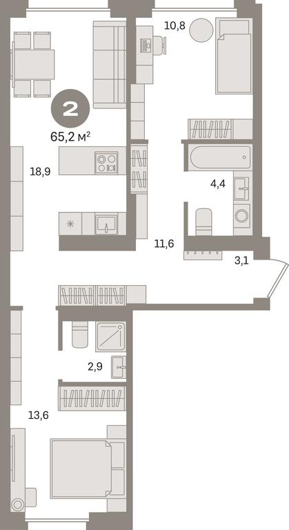 2-BD Apartment Sale, 65.2 sq. m. at Pervy kvartal, Kalinovaya ulitsa, derevnya Sapronovo, Leninskiy City District, Moscow Region, Russia #1 2-BD Apartment Sale, 65.2 sq. m. at Pervy kvartal, Kalinovaya ulitsa, derevnya Sapronovo, Leninskiy City District, Moscow Region, Russia #1