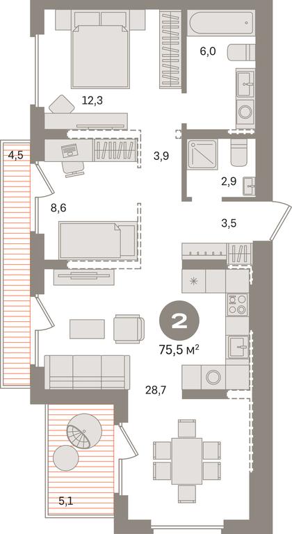 2-BD Apartment Sale, 75.5平方米 at Pervy kvartal, Kalinovaya ulitsa, derevnya Sapronovo, Leninskiy City District, Moscow Region, Russia #1 2-BD Apartment Sale, 75.5平方米 at Pervy kvartal, Kalinovaya ulitsa, derevnya Sapronovo, Leninskiy City District, Moscow Region, Russia #1