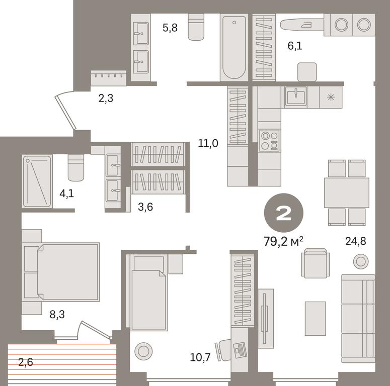2-BD Apartment Sale, 79.2平方米 at Pervy kvartal, Kalinovaya ulitsa, derevnya Sapronovo, Leninskiy City District, Moscow Region, Russia #1 2-BD Apartment Sale, 79.2平方米 at Pervy kvartal, Kalinovaya ulitsa, derevnya Sapronovo, Leninskiy City District, Moscow Region, Russia #1