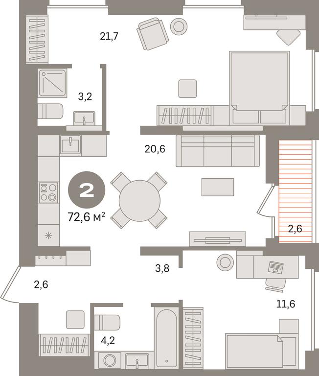 2-BD Apartment Sale, 72.6 sq. m. at Pervy kvartal, Kalinovaya ulitsa, derevnya Sapronovo, Leninskiy City District, Moscow Region, Russia #1 2-BD Apartment Sale, 72.6 sq. m. at Pervy kvartal, Kalinovaya ulitsa, derevnya Sapronovo, Leninskiy City District, Moscow Region, Russia #1
