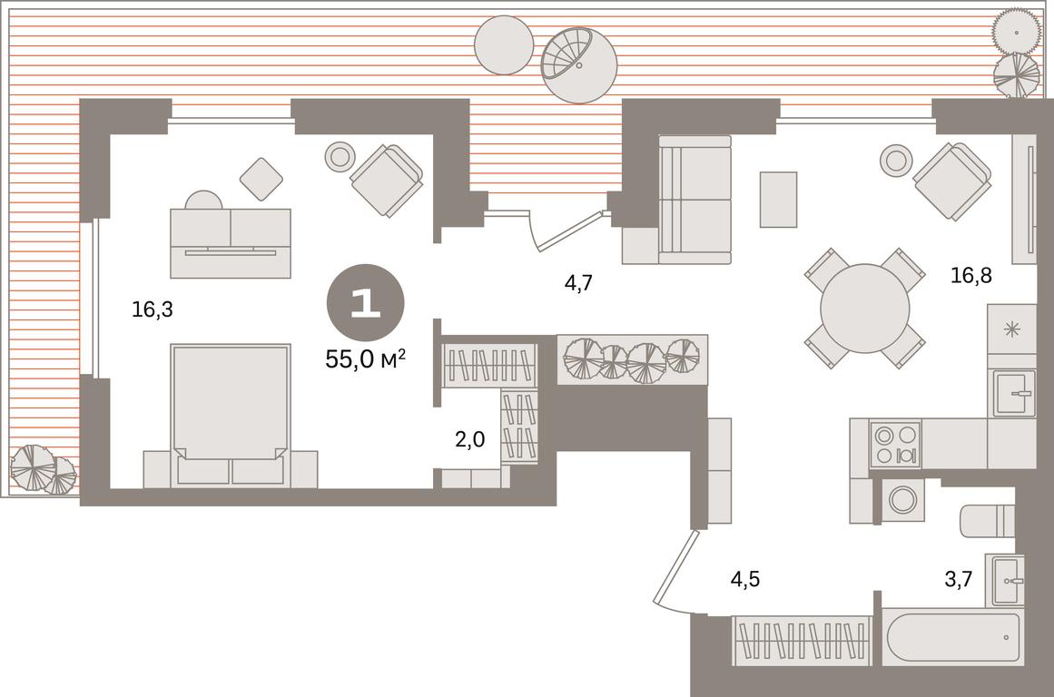 1-BD Apartment Sale, 69.7平方米 at Kvartal Gercena, zhiloy kompleks Kvartal Gertsena, Moscow, Russia #1