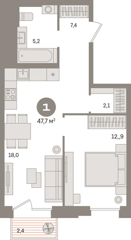 1-BD Apartment Sale, 47.7 sq. m. at Kvartal Gercena, zhiloy kompleks Kvartal Gertsena, Moscow, Russia #1 1-BD Apartment Sale, 47.7 sq. m. at Kvartal Gercena, zhiloy kompleks Kvartal Gertsena, Moscow, Russia #1