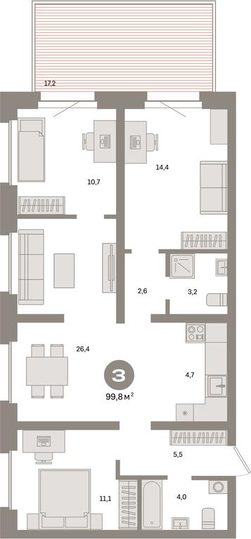 3-BD Apartment Sale, 99.8 sq. m. at Kvartal Metronom, Tagilskaya Street, Moscow, Russia #1 3-BD Apartment Sale, 99.8 sq. m. at Kvartal Metronom, Tagilskaya Street, Moscow, Russia #1