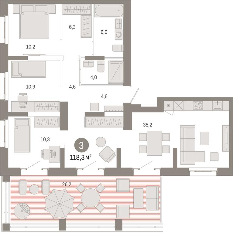 3-BD Apartment Sale, 118.3平方米 at Kvartal Metronom, Tagilskaya Street, Moscow, Russia #1