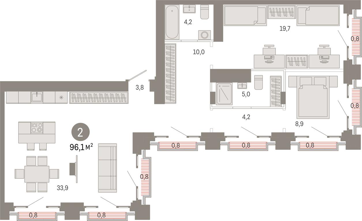 2-BD Apartment Sale, 96.1平方米 at Kvartal Metronom, Tagilskaya Street, Moscow, Russia #1 2-BD Apartment Sale, 96.1平方米 at Kvartal Metronom, Tagilskaya Street, Moscow, Russia #1