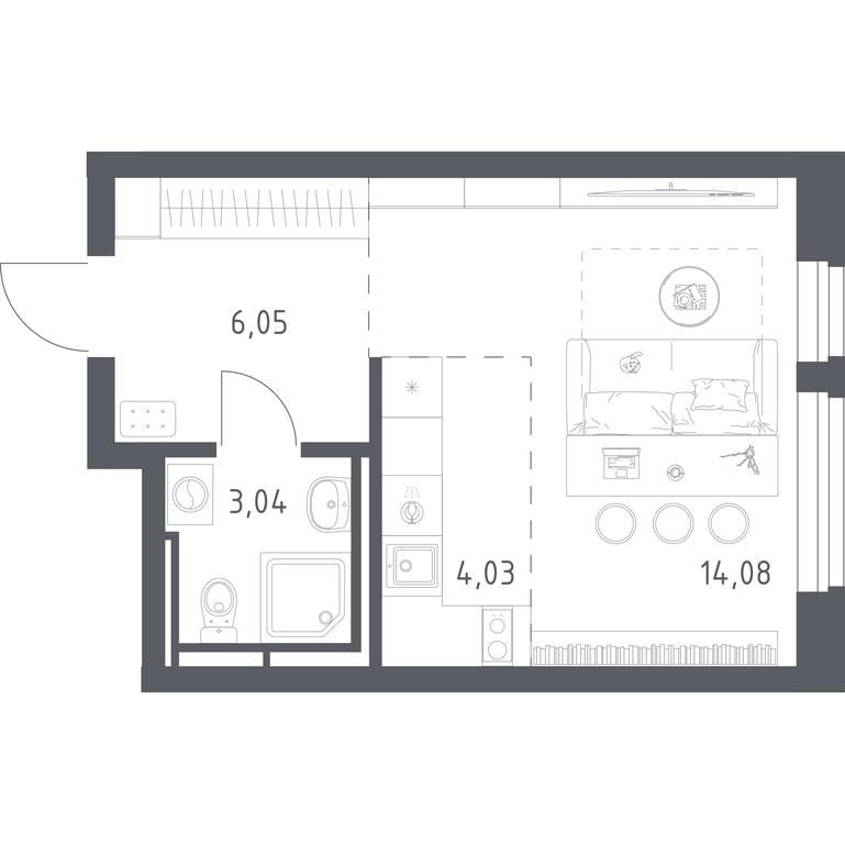 Apartment Sale, 27.2 sq. m. at Novoe Vidnoe, Kalinovka Village, Leninskiy City District, Moscow Region, Russia #1