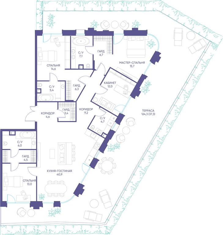 4-BD Apartment Sale, 191.4 sq. m. at Dom XXII, Pogodinskaya Street, 22с3, Moscow, Russia #1