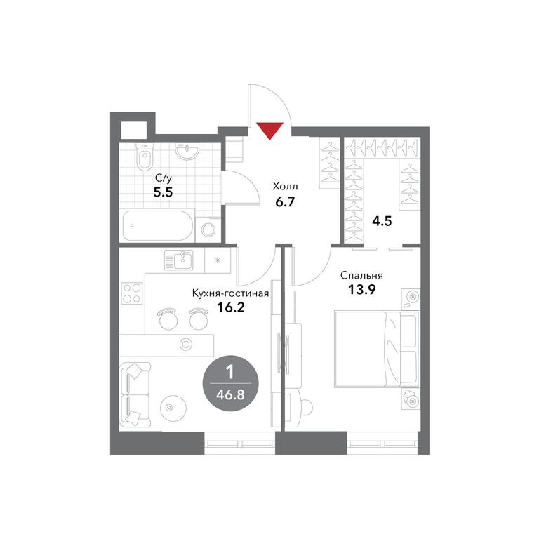 1-BD Apartment Sale, 46.8平方米 at Voxhall, Letnikovskaya Street, 4с2, Moscow, Russia #1 1-BD Apartment Sale, 46.8平方米 at Voxhall, Letnikovskaya Street, 4с2, Moscow, Russia #1