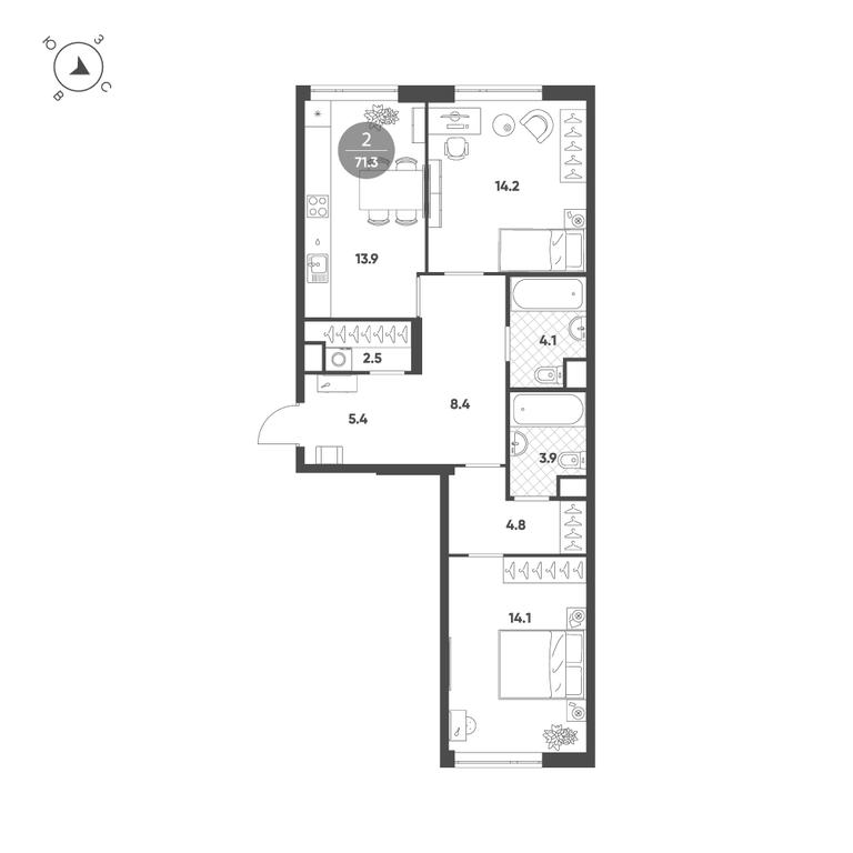 2-BD Apartment Sale, 71.3 sq. m. at Voxhall, Letnikovskaya Street, 4с2, Moscow, Russia #1 2-BD Apartment Sale, 71.3 sq. m. at Voxhall, Letnikovskaya Street, 4с2, Moscow, Russia #1