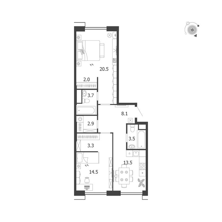 2-BD Apartment Sale, 72 sq. m. at Voxhall, Letnikovskaya Street, 4с2, Moscow, Russia #1 2-BD Apartment Sale, 72 sq. m. at Voxhall, Letnikovskaya Street, 4с2, Moscow, Russia #1