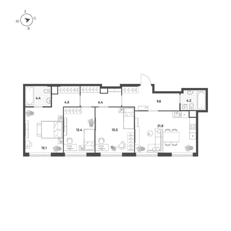 3-BD Apartment Sale, 94.1 sq. m. at Voxhall, Letnikovskaya Street, 4с2, Moscow, Russia #1 3-BD Apartment Sale, 94.1 sq. m. at Voxhall, Letnikovskaya Street, 4с2, Moscow, Russia #1