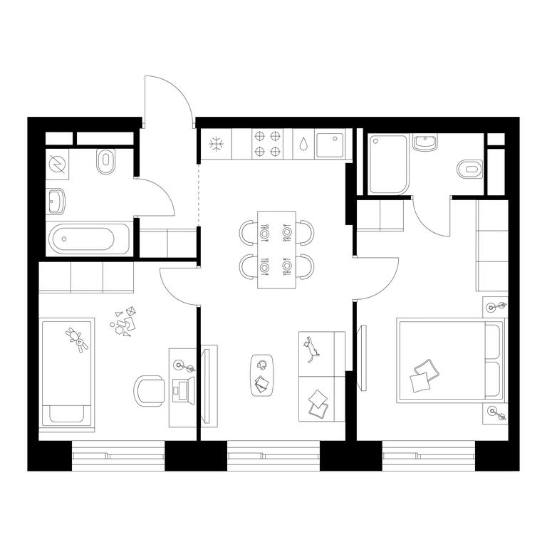 2-BD Apartment Sale, 52.6 sq. m. at Altufevskoe 53, Алтуфьевское шоссе, 53с11, Москва, Россия #1