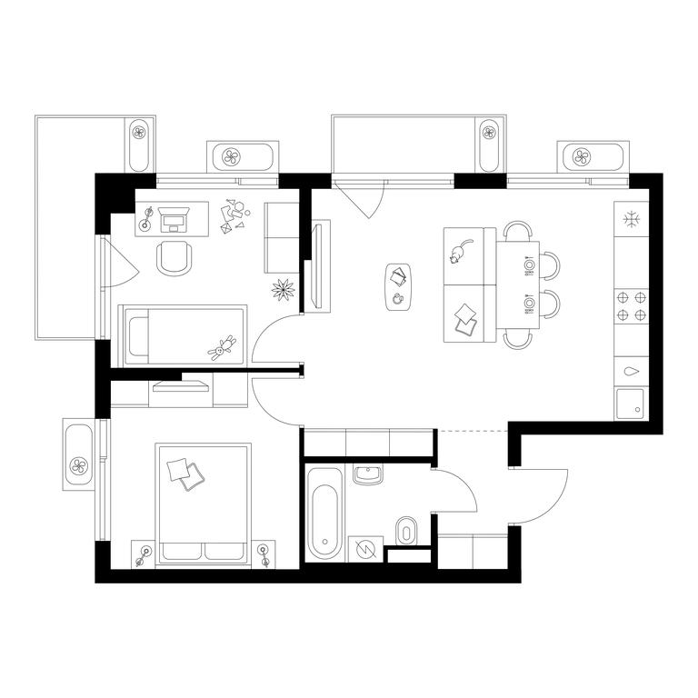 2-BD Apartment Sale, 53.4 sq. m. at Altufevskoe 53, Алтуфьевское шоссе, 53с11, Москва, Россия #1 2-BD Apartment Sale, 53.4 sq. m. at Altufevskoe 53, Алтуфьевское шоссе, 53с11, Москва, Россия #1
