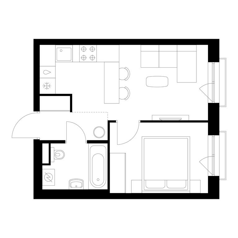 1-BD Apartment Sale, 32.4 sq. m. at Kutuzovskiy Kvartal, Ivana Franko Street, 20к1, Moscow, Russia #1 1-BD Apartment Sale, 32.4 sq. m. at Kutuzovskiy Kvartal, Ivana Franko Street, 20к1, Moscow, Russia #1