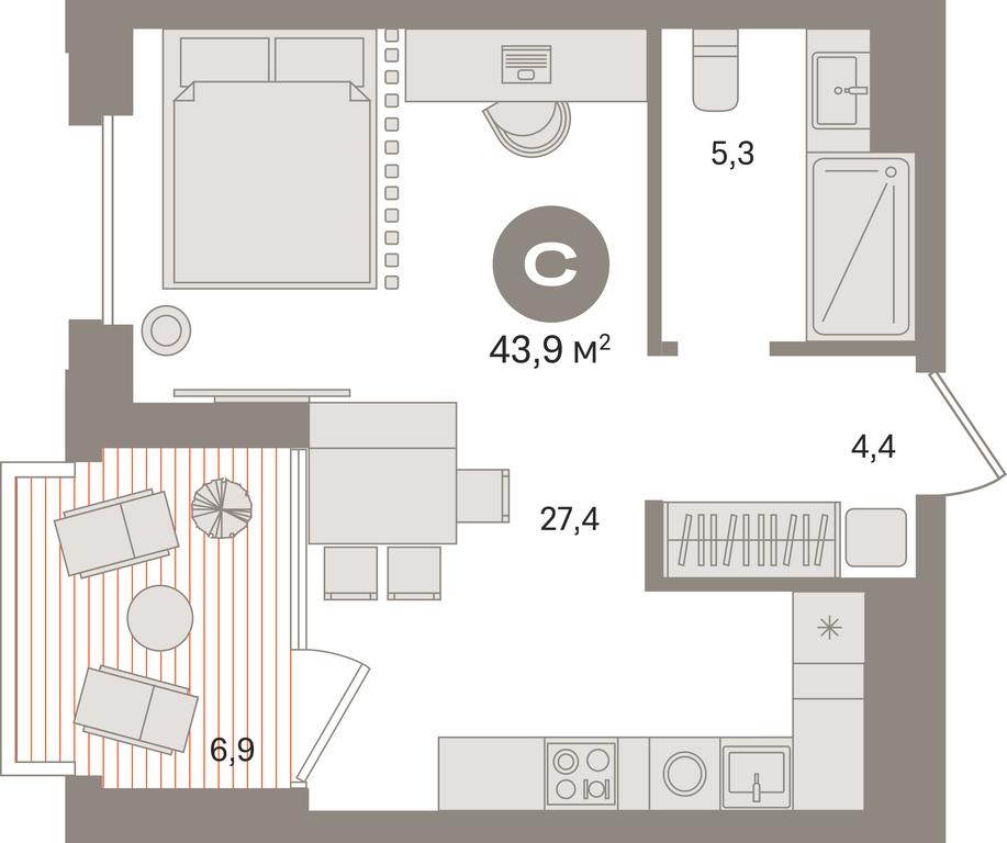 Apartment Sale, 43.9平方米 at Kvartal «MONS», Ogorodny Drive, Moscow, Russia #1 Apartment Sale, 43.9平方米 at Kvartal «MONS», Ogorodny Drive, Moscow, Russia #1