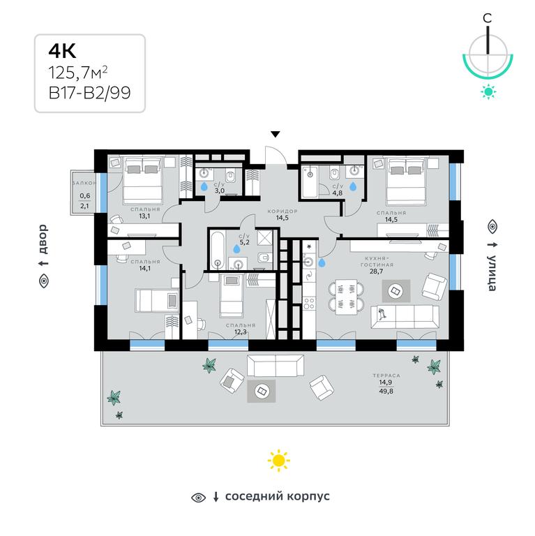 4-BD Apartment Sale, 125.7 sq. m. at SberCity, zhiloy kompleks Sbersiti, Rublyovo-Arkhangelskoye Microdistrict, Moscow, Russia #1 4-BD Apartment Sale, 125.7 sq. m. at SberCity, zhiloy kompleks Sbersiti, Rublyovo-Arkhangelskoye Microdistrict, Moscow, Russia #1