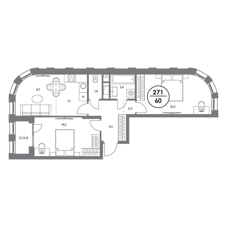 3-BD Apartment Sale, 60 sq. m. at Admiral, Shosseynaya Street, 4А, Moscow, Russia #1 3-BD Apartment Sale, 60 sq. m. at Admiral, Shosseynaya Street, 4А, Moscow, Russia #1