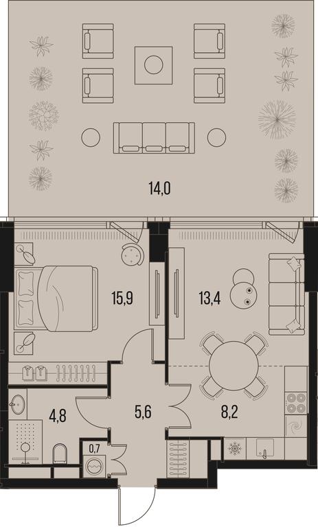 1-BD Apartment Sale, 62.6平方米 at High Life, Letnikovskaya Street, 11/10с1, Moscow, Russia #1