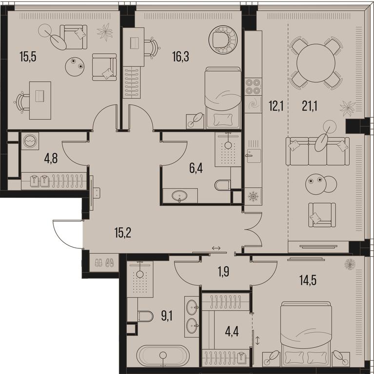 3-BD Apartment Sale, 121.3平方米 at High Life, Letnikovskaya Street, 11/10с1, Moscow, Russia #1 3-BD Apartment Sale, 121.3平方米 at High Life, Letnikovskaya Street, 11/10с1, Moscow, Russia #1