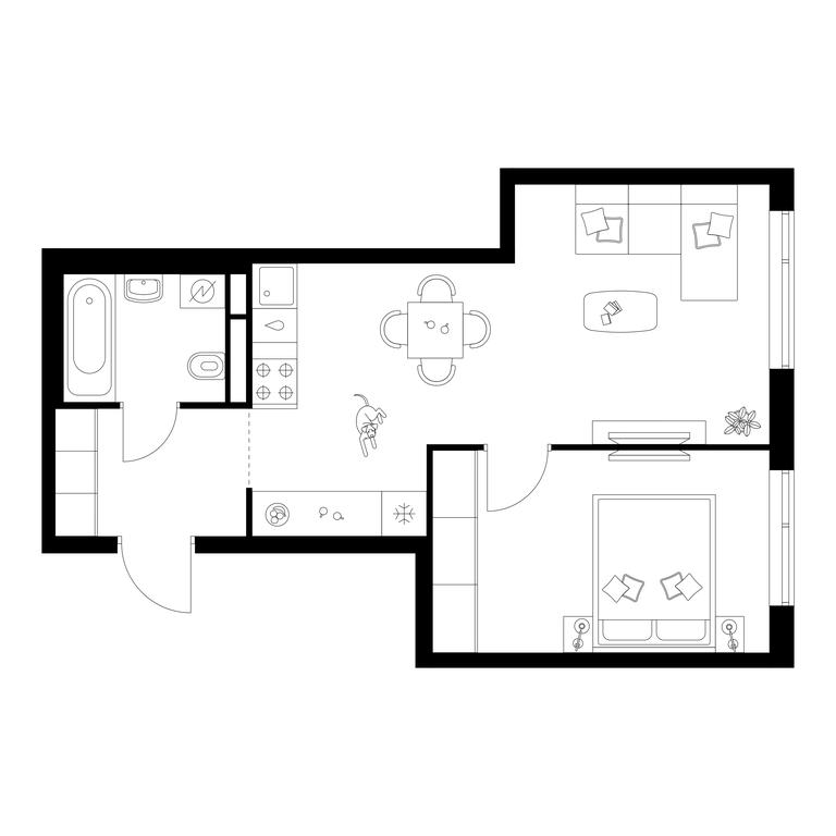 1-BD Apartment Sale, 43 sq. m. at Buninskaja naberezhnaja, ZhK Buninskaya Naberezhnaya, Moscow, Russia #1