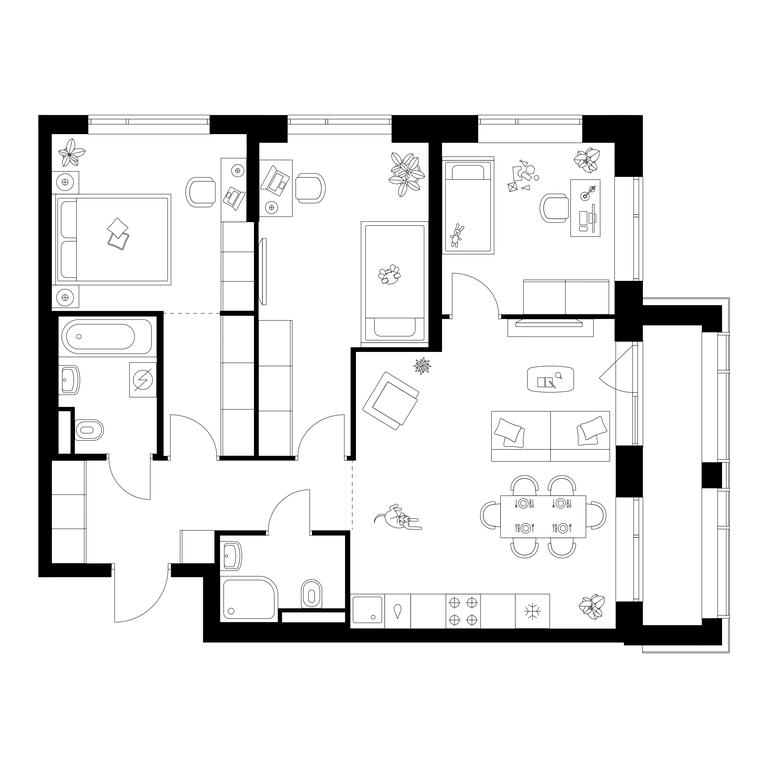 3-BD Apartment Sale, 76.5 sq. m. at Buninskaja naberezhnaja, ZhK Buninskaya Naberezhnaya, Moscow, Russia #1 3-BD Apartment Sale, 76.5 sq. m. at Buninskaja naberezhnaja, ZhK Buninskaya Naberezhnaya, Moscow, Russia #1