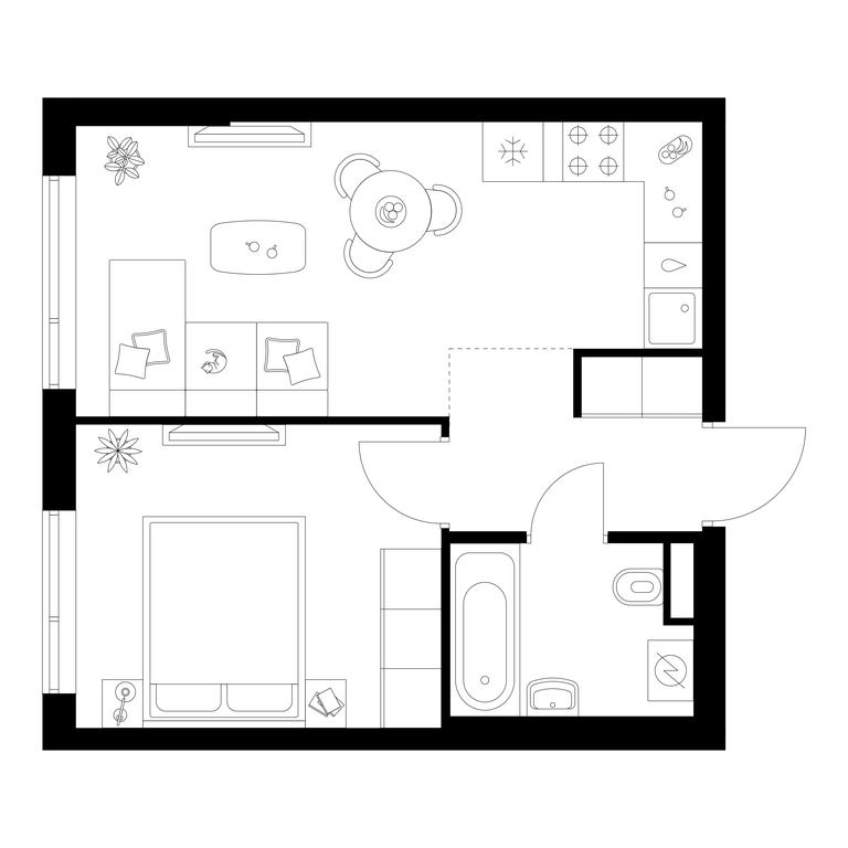 1-BD Apartment Sale, 35.1 sq. m. at Buninskaja naberezhnaja, ZhK Buninskaya Naberezhnaya, Moscow, Russia #1