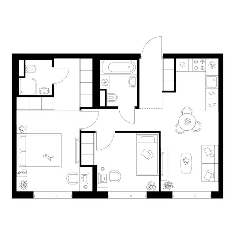 2-BD Apartment Sale, 54.2 sq. m. at Buninskaja naberezhnaja, ZhK Buninskaya Naberezhnaya, Moscow, Russia #1 2-BD Apartment Sale, 54.2 sq. m. at Buninskaja naberezhnaja, ZhK Buninskaya Naberezhnaya, Moscow, Russia #1