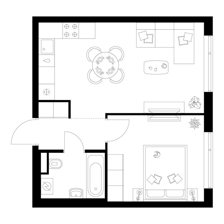 1-BD Apartment Sale, 39.5 sq. m. at Buninskaja naberezhnaja, ZhK Buninskaya Naberezhnaya, Moscow, Russia #1
