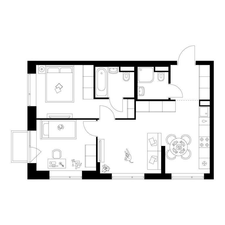 2-BD Apartment Sale, 54.2 sq. m. at Buninskaja naberezhnaja, ZhK Buninskaya Naberezhnaya, Moscow, Russia #1 2-BD Apartment Sale, 54.2 sq. m. at Buninskaja naberezhnaja, ZhK Buninskaya Naberezhnaya, Moscow, Russia #1