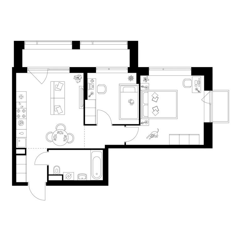2-BD Apartment Sale, 53.4 sq. m. at Buninskaja naberezhnaja, ZhK Buninskaya Naberezhnaya, Moscow, Russia #1 2-BD Apartment Sale, 53.4 sq. m. at Buninskaja naberezhnaja, ZhK Buninskaya Naberezhnaya, Moscow, Russia #1