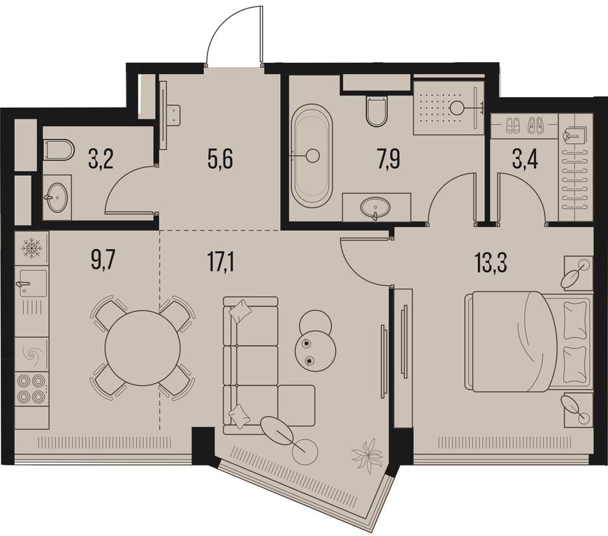 1-BD Apartment Sale, 60.2平方米 at High Life, Letnikovskaya Street, 11/10с1, Moscow, Russia #1