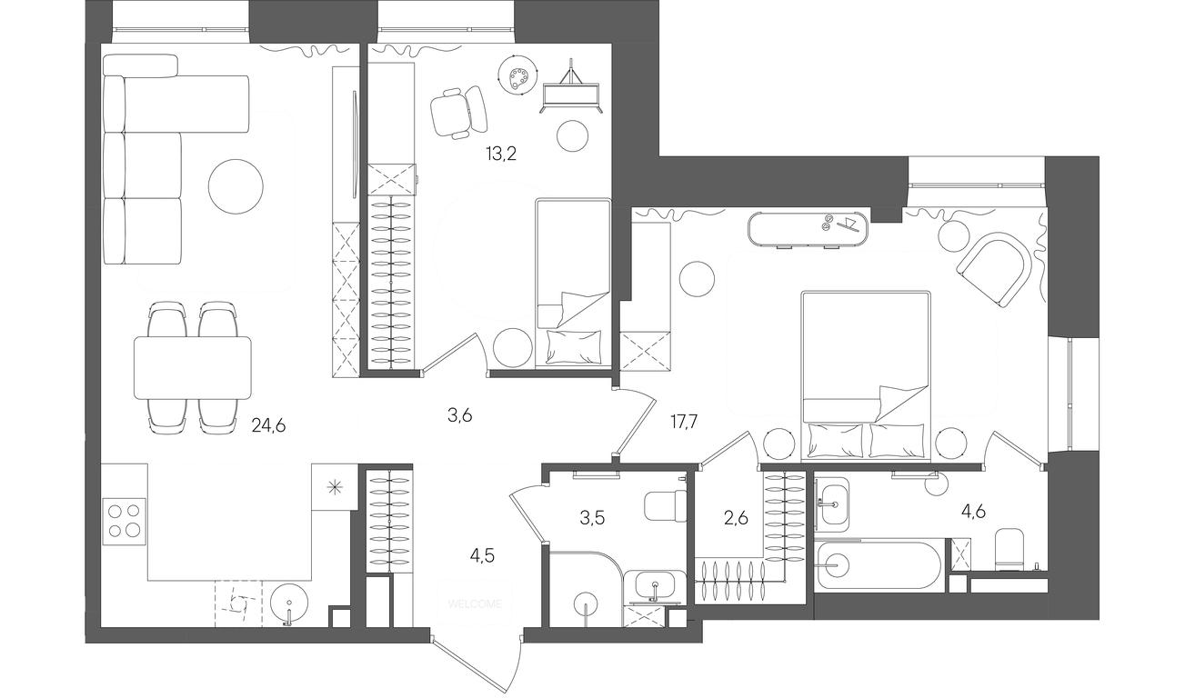 Продажа 2-комн. квартиры, 74,3 м² в ЖК «Райс (Rise)», ЖК Стоун Райс, район Лефортово, Юго-Восточный административный округ, Москва, Россия #1 Продажа 2-комн. квартиры, 74,3 м² в ЖК «Райс (Rise)», ЖК Стоун Райс, район Лефортово, Юго-Восточный административный округ, Москва, Россия #1