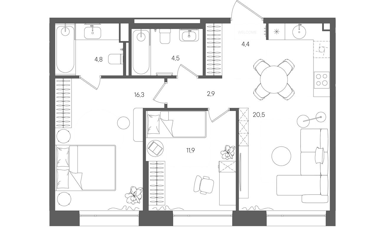 Продажа 2-комн. квартиры, 65,3 м² в ЖК «Райс (Rise)», ЖК Стоун Райс, район Лефортово, Юго-Восточный административный округ, Москва, Россия #1 Продажа 2-комн. квартиры, 65,3 м² в ЖК «Райс (Rise)», ЖК Стоун Райс, район Лефортово, Юго-Восточный административный округ, Москва, Россия #1