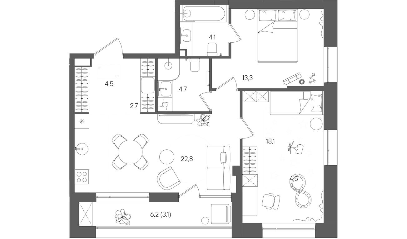 Продажа 2-комн. квартиры, 73,3 м² в ЖК «Райс (Rise)», ЖК Стоун Райс, район Лефортово, Юго-Восточный административный округ, Москва, Россия #1 Продажа 2-комн. квартиры, 73,3 м² в ЖК «Райс (Rise)», ЖК Стоун Райс, район Лефортово, Юго-Восточный административный округ, Москва, Россия #1