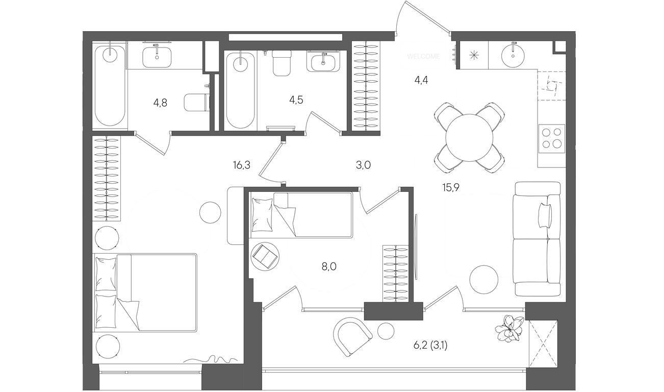 Продажа 2-комн. квартиры, 60 м² в ЖК «Райс (Rise)», ЖК Стоун Райс, район Лефортово, Юго-Восточный административный округ, Москва, Россия #1 Продажа 2-комн. квартиры, 60 м² в ЖК «Райс (Rise)», ЖК Стоун Райс, район Лефортово, Юго-Восточный административный округ, Москва, Россия #1