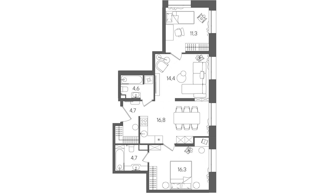 Продажа 2-комн. квартиры, 72,8 м² в ЖК «Райс (Rise)», ЖК Стоун Райс, район Лефортово, Юго-Восточный административный округ, Москва, Россия #1 Продажа 2-комн. квартиры, 72,8 м² в ЖК «Райс (Rise)», ЖК Стоун Райс, район Лефортово, Юго-Восточный административный округ, Москва, Россия #1