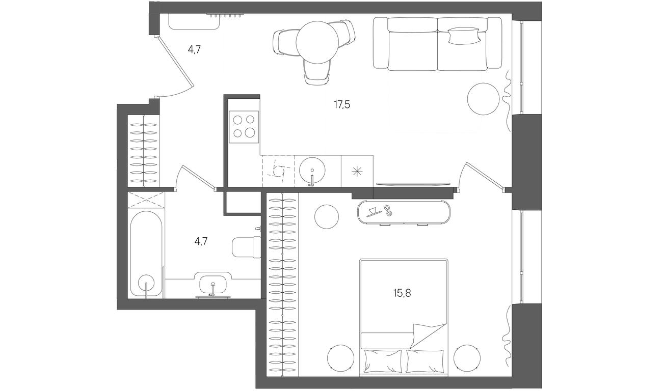 1-BD Apartment Sale, 42.8平方米 at Rise, ZhK Stoun Rays, Lefortovo District, Yugo-Vostochniy Administrative Okrug, Moscow, Russia #1 1-BD Apartment Sale, 42.8平方米 at Rise, ZhK Stoun Rays, Lefortovo District, Yugo-Vostochniy Administrative Okrug, Moscow, Russia #1