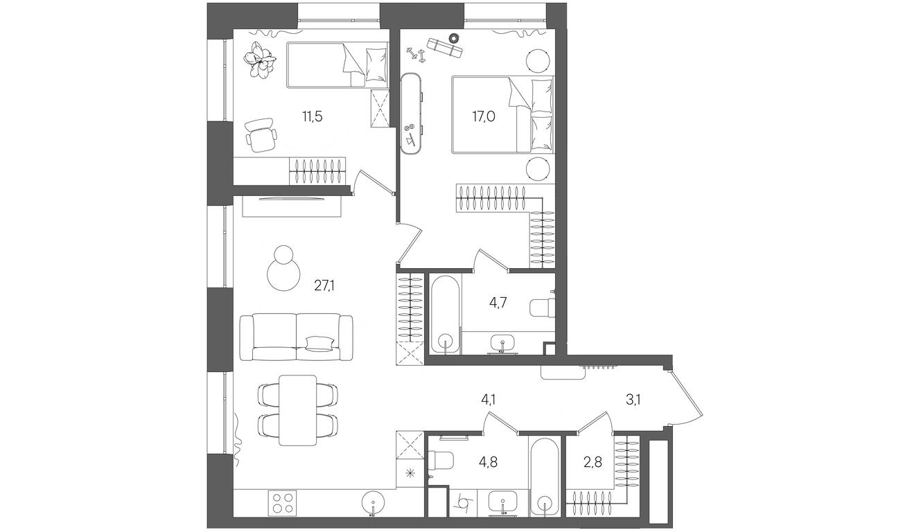 Продажа 2-комн. квартиры, 75,1 м² в ЖК «Райс (Rise)», ЖК Стоун Райс, район Лефортово, Юго-Восточный административный округ, Москва, Россия #1 Продажа 2-комн. квартиры, 75,1 м² в ЖК «Райс (Rise)», ЖК Стоун Райс, район Лефортово, Юго-Восточный административный округ, Москва, Россия #1