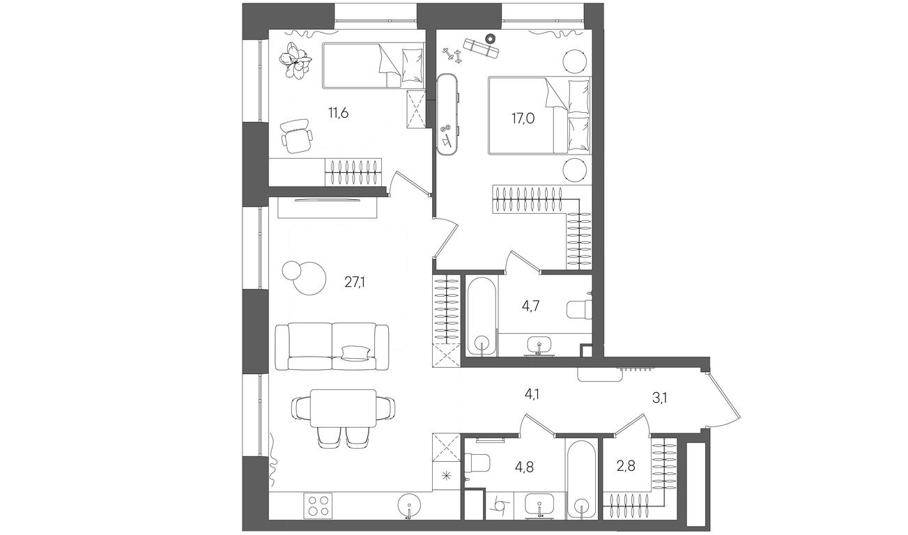Продажа 2-комн. квартиры, 75,2 м² в ЖК «Райс (Rise)», ЖК Стоун Райс, район Лефортово, Юго-Восточный административный округ, Москва, Россия #1 Продажа 2-комн. квартиры, 75,2 м² в ЖК «Райс (Rise)», ЖК Стоун Райс, район Лефортово, Юго-Восточный административный округ, Москва, Россия #1