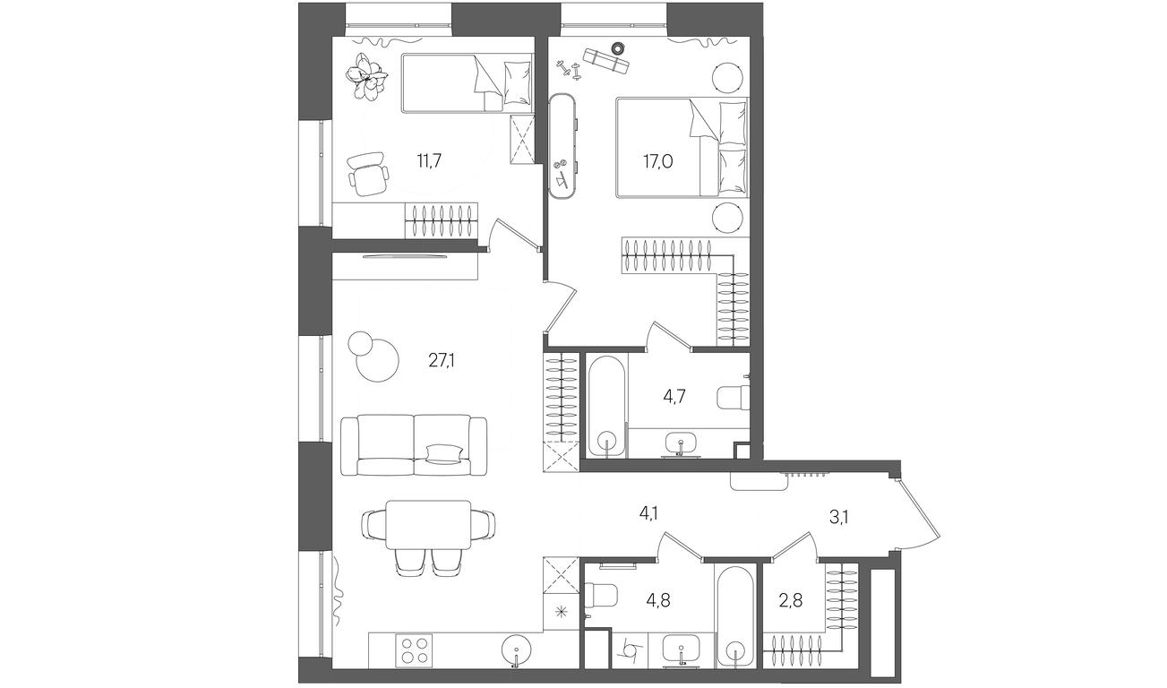 Продажа 2-комн. квартиры, 75,3 м² в ЖК «Райс (Rise)», ЖК Стоун Райс, район Лефортово, Юго-Восточный административный округ, Москва, Россия #1 Продажа 2-комн. квартиры, 75,3 м² в ЖК «Райс (Rise)», ЖК Стоун Райс, район Лефортово, Юго-Восточный административный округ, Москва, Россия #1