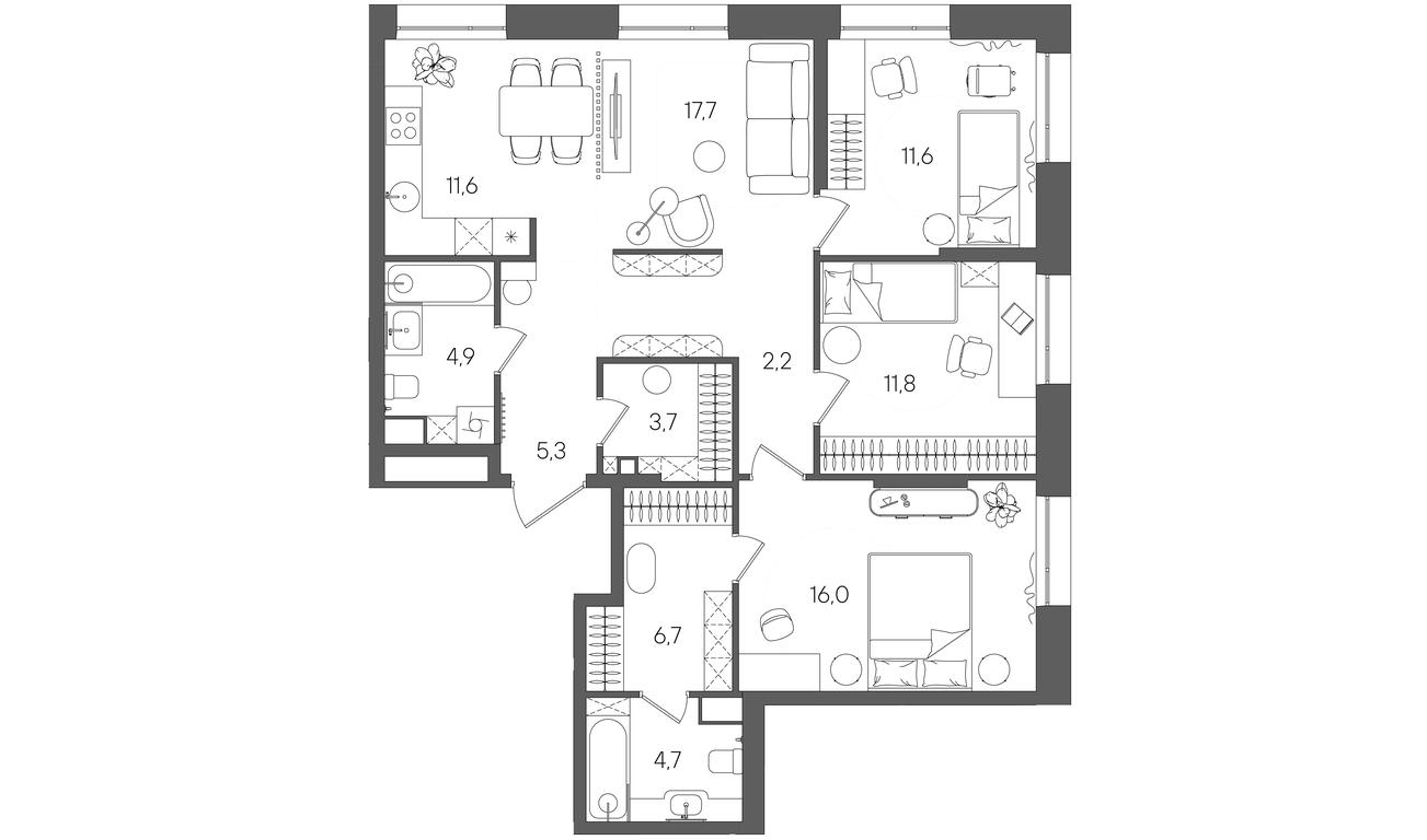 Продажа 3-комн. квартиры, 96,2 м² в ЖК «Райс (Rise)», ЖК Стоун Райс, район Лефортово, Юго-Восточный административный округ, Москва, Россия #1 Продажа 3-комн. квартиры, 96,2 м² в ЖК «Райс (Rise)», ЖК Стоун Райс, район Лефортово, Юго-Восточный административный округ, Москва, Россия #1