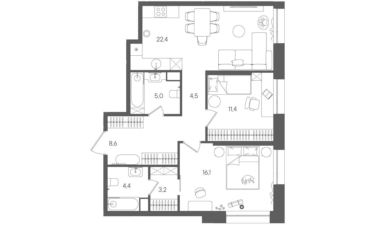 Продажа 2-комн. квартиры, 75,6 м² в ЖК «Райс (Rise)», ЖК Стоун Райс, район Лефортово, Юго-Восточный административный округ, Москва, Россия #1 Продажа 2-комн. квартиры, 75,6 м² в ЖК «Райс (Rise)», ЖК Стоун Райс, район Лефортово, Юго-Восточный административный округ, Москва, Россия #1