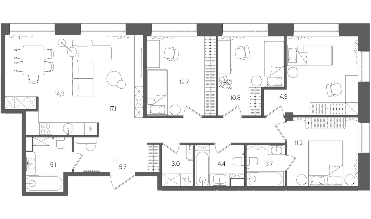 4-BD Apartment Sale, 110.3平方米 at Rise, ZhK Stoun Rays, Lefortovo District, Yugo-Vostochniy Administrative Okrug, Moscow, Russia #1 4-BD Apartment Sale, 110.3平方米 at Rise, ZhK Stoun Rays, Lefortovo District, Yugo-Vostochniy Administrative Okrug, Moscow, Russia #1