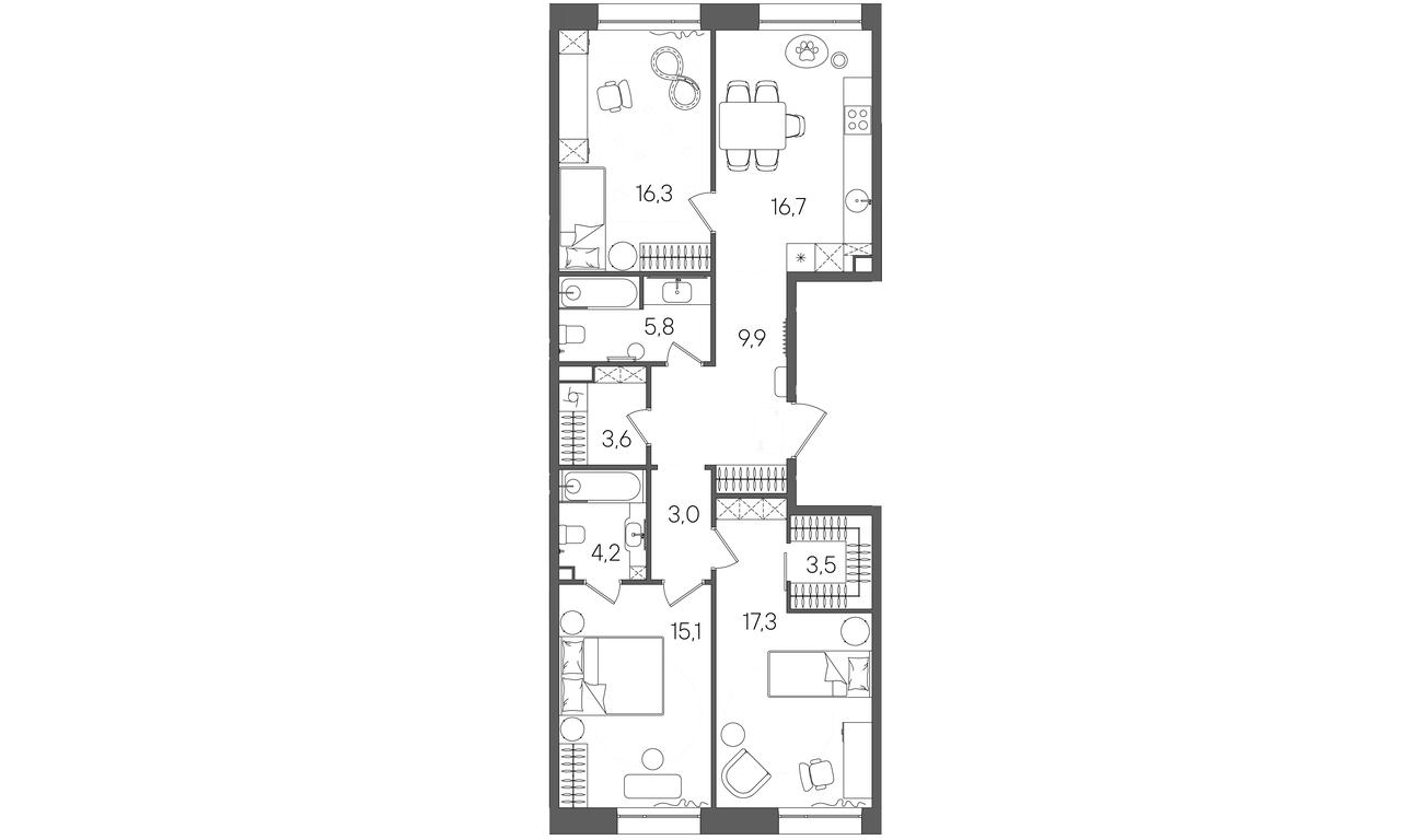 Продажа 3-комн. квартиры, 95,4 м² в ЖК «Райс (Rise)», ЖК Стоун Райс, район Лефортово, Юго-Восточный административный округ, Москва, Россия #1 Продажа 3-комн. квартиры, 95,4 м² в ЖК «Райс (Rise)», ЖК Стоун Райс, район Лефортово, Юго-Восточный административный округ, Москва, Россия #1