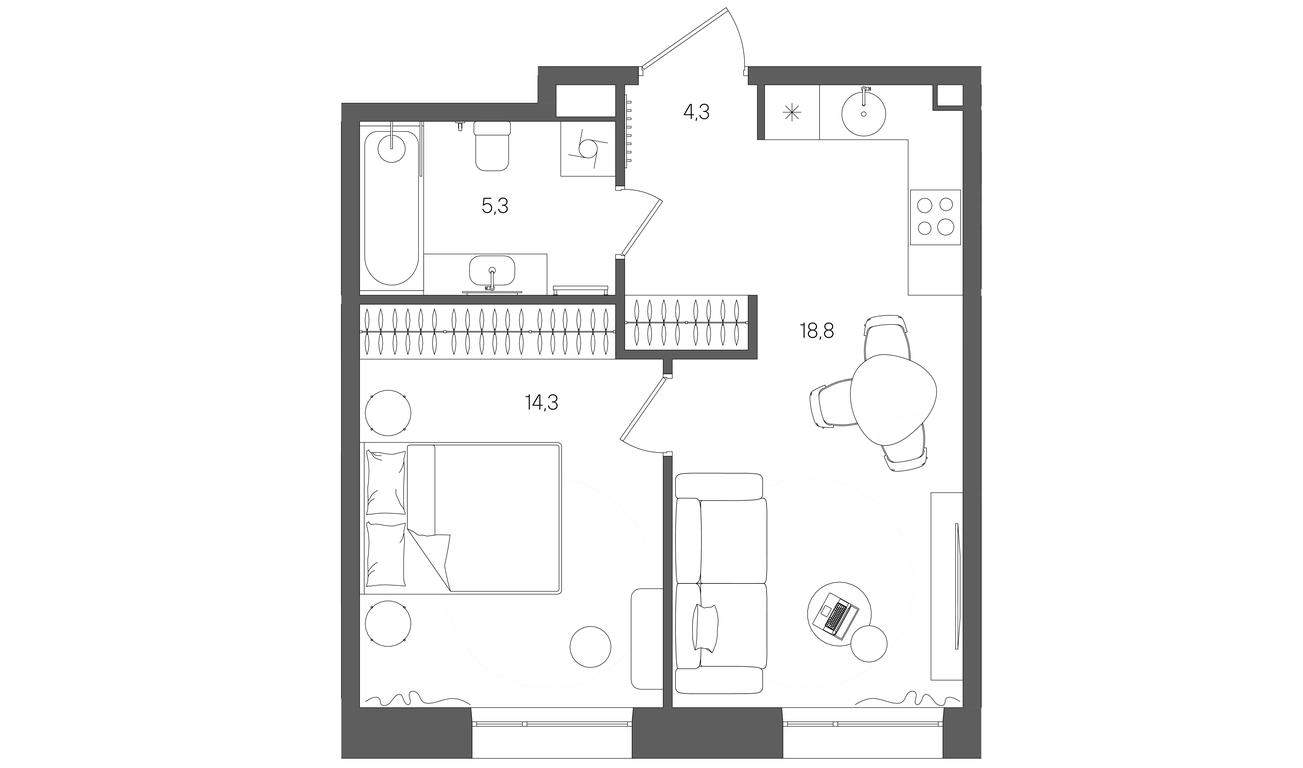 Продажа 1-комн. квартиры, 42,7 м² в ЖК «Райс (Rise)», ЖК Стоун Райс, район Лефортово, Юго-Восточный административный округ, Москва, Россия #1 Продажа 1-комн. квартиры, 42,7 м² в ЖК «Райс (Rise)», ЖК Стоун Райс, район Лефортово, Юго-Восточный административный округ, Москва, Россия #1