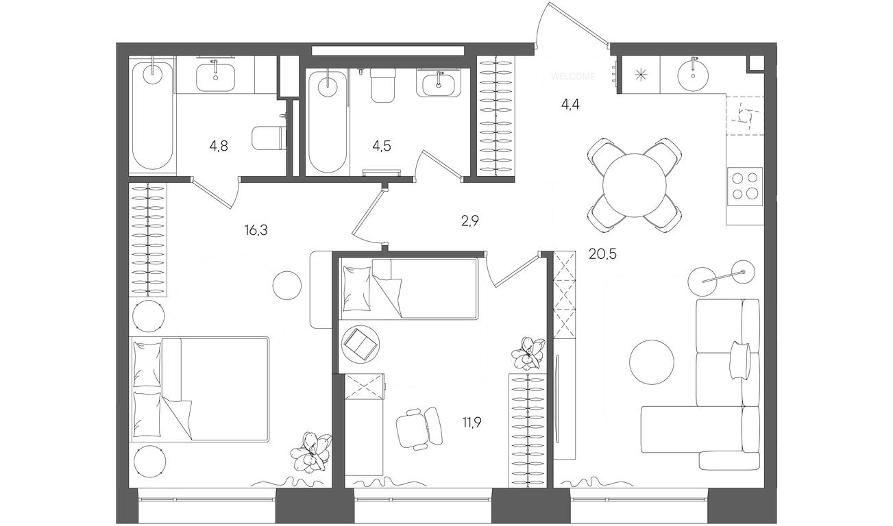 Продажа 2-комн. квартиры, 65,3 м² в ЖК «Райс (Rise)», ЖК Стоун Райс, район Лефортово, Юго-Восточный административный округ, Москва, Россия #1 Продажа 2-комн. квартиры, 65,3 м² в ЖК «Райс (Rise)», ЖК Стоун Райс, район Лефортово, Юго-Восточный административный округ, Москва, Россия #1