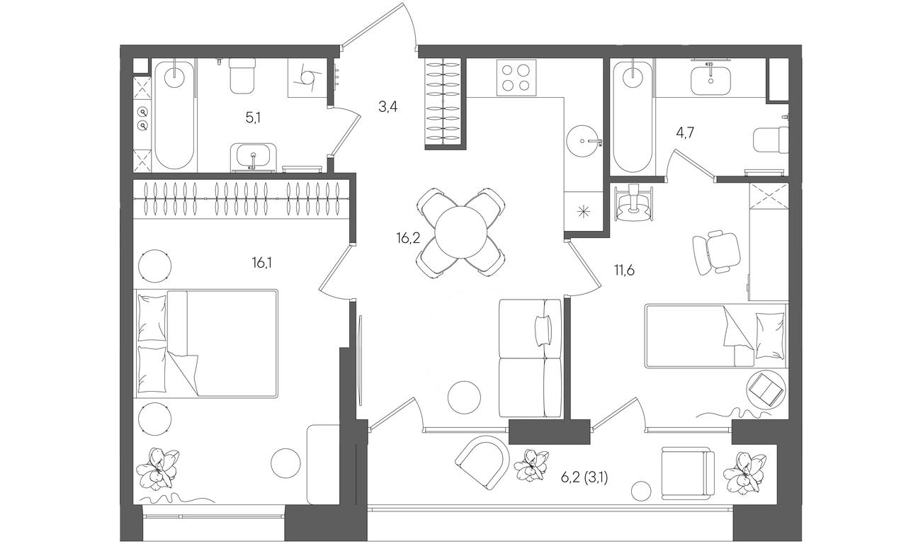 Продажа 2-комн. квартиры, 60,2 м² в ЖК «Райс (Rise)», ЖК Стоун Райс, район Лефортово, Юго-Восточный административный округ, Москва, Россия #1 Продажа 2-комн. квартиры, 60,2 м² в ЖК «Райс (Rise)», ЖК Стоун Райс, район Лефортово, Юго-Восточный административный округ, Москва, Россия #1