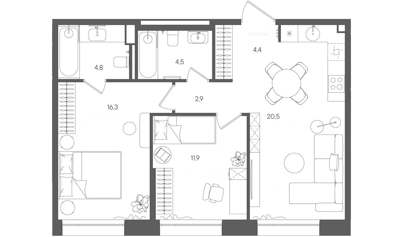 Продажа 2-комн. квартиры, 65,3 м² в ЖК «Райс (Rise)», ЖК Стоун Райс, район Лефортово, Юго-Восточный административный округ, Москва, Россия #1 Продажа 2-комн. квартиры, 65,3 м² в ЖК «Райс (Rise)», ЖК Стоун Райс, район Лефортово, Юго-Восточный административный округ, Москва, Россия #1